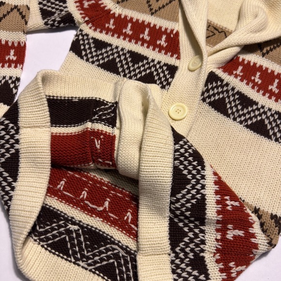 Vintage Cardigan Sweater Mens Small Western Chunky Knit Lebowski Geometric - Picture 4 of 9